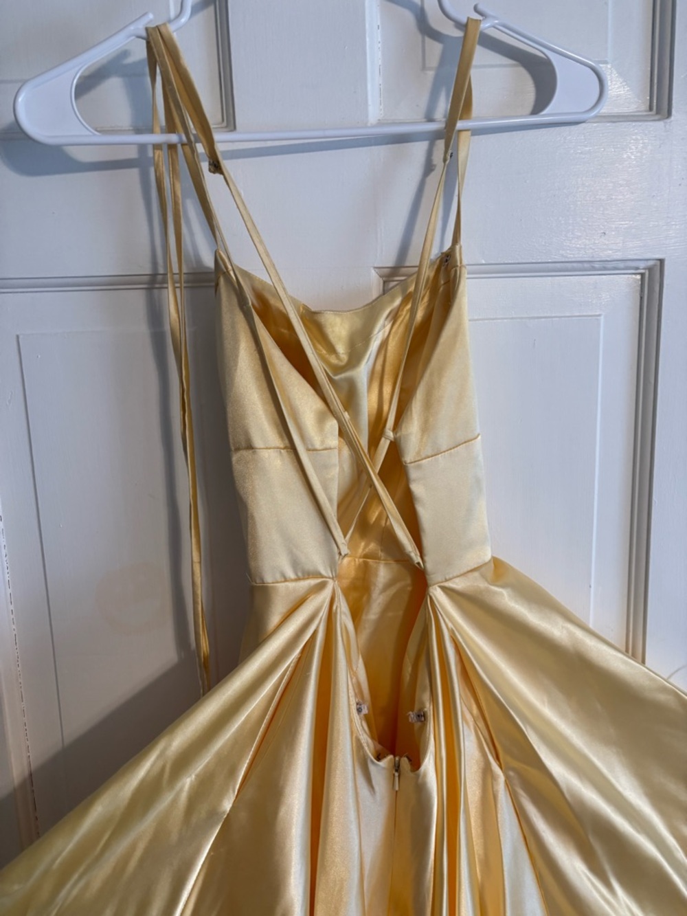 Faviana Yellow Satin Prom Dress - Picture 8 of 8